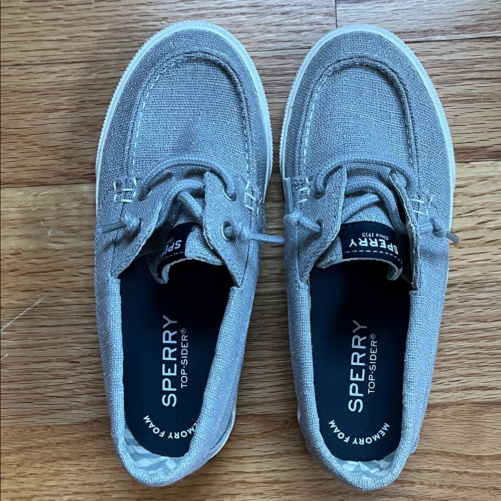 Sperry Lounge Away shoes Gray with sparkle detail.   Kids size 13.  Like new.
